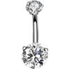 FREELANCE JW PIERCING OMBELICO IN ACCIAIO CON DOPPIO ZIRCONE INCASTONATO - ARGENTO/ACCIAIO