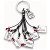 Uno de 50 Portachiavi con messaggio in argento Sterling con particolari in cuoio -