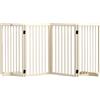 PawHut Cancelletto di Sicurezza Modulabile Pieghevole per Cani con Piede di Supporto, in Legno Massiccio, 206x35,5x76 cm, Color Legno Naturale | Aosom Italy