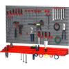 DURHAND 54PZ Contenitore Portautensile con 50 Ganci, Montaggio a Muro, PP, Rosso Grigo, 95.5x23x53.5cm|Aosom