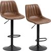 HOMCOM Set di 2 sgabelli da bar dallo stile vintage regolabile e girevole con poggiapiedi in similpelle marrone
