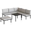 Outsunny Set Mobili Giardino Metallo 6 Persone, Divano Angolare Cuscini, Grigio Chiaro | Aosom Italy