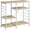 HOMCOM Scaffale Cucina con Ripiani in Legno e Metallo con 5 Ganci, Salvaspazio, 90x39x83.5 cm, Rovere | Aosom Italy