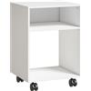 HOMCOM Mobile Porta Stampante in Legno con Ruote a Freno e 2 Scomparti Aperti, 40x35x55 cm, per Ufficio Studio, Bianco | Aosom Italy