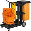 HOMCOM Carrello Pulizie: Ruote, 3 Ripiani, Sacco 70L, Secchio con Strizzatore. | Aosom Italy