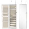 HOMCOM Armadio Portagioie con Luce LED e Specchio Montabile a Parete o su Porta, 37x10x120 cm, Bianco | Aosom Italy