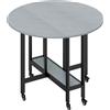 HOMCOM Tavolo da Pranzo Pieghevole con Ruote e Ripiano Aperto, Tavolo da Cucina per Spazi Ridotti, 100x100x75 cm, Grigio Cemento | Aosom Italy