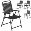 Outsunny Set di 4 Sedie da Giardino Pieghevoli per Esterno con Braccioli, Schienale e Seduta, Struttura Metallica, 55x63x93 cm, Nero | Aosom Italy