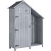 Outsunny Armadio da Giardino con Tetto in Asfalto, Resistente alle Intemperie, in Legno, 129x51,5x180 cm, Grigio | Aosom Italy