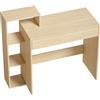 HOMCOM Scrivania PC Moderna con 3 Ripiani Aperti e Cassetto, in Legno, Color Legno, 100x40x90 cm | Aosom Italy