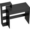 HOMCOM Scrivania PC Moderna con 3 Ripiani Aperti e Cassetto, in Legno Nero, 100x40x90 cm | Aosom Italy