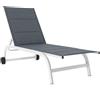 Outsunny Lettino Prendisole da Giardino con Ruote, in Texteline con Telaio in Alluminio, Grigio Scuro e Bianco | Aosom Italy