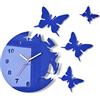 FLEXISTYLE Orologio da Parete Salotto Tondo Moderno Farfalle Blu Decorativo Silenzioso 30 cm