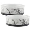 Bone Dry Elegante ciotola per animali domestici in ceramica con design marmo, media - 6 x 6 x 2, 2 pezzi, nero e bianco, CAMZ10397