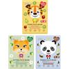 7th Heaven Set di maschere in tessuto con maschere per il viso con motivo tigre, gattino e panda per lenire, idratare e rivitalizzare la pelle secca e stanca (dagli 8 anni in su, confezione da 3)