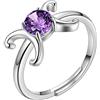 Aurora Tears 12 anelli regolabili con segno zodiacale in cristallo costellazione 925 Sterling Silver 12 Oroscopo Birthstone anello aperto gioielli regalo per le donne
