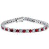 Bling Jewelry Rosso Bianco Alternato Simulato Rubino Rotondo Cubic Zirconia 12,00 Ct 4 Prong Basket Set Solitario Aaa Cz Braccialetto Da Tennis Per Le Donne Promessa Sposa Placcato Argento 7,5 Pollici