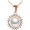 CONILOK Perla Zirconia Fiore Collana da Donna Ragazze,Argento 925 Girasoli Collana con Ciondolo,Bella Elegante Collana di Matrimonio Festa Pendente,Delicato Gioielli per Fidanzata Mamma Moglie Figlia Oro Rosa