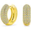Bling Jewelry Orecchini A Cerchio Sottili Con Micro Pave Di Zirconi Cubici, Adatti Per Spose, Donne, Ragazze, Matrimoni, Prom, Feste Formali, Placcati In Oro Giallo