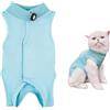 Samlonge Tuta da Recupero per Gatti, Tuta Recupero Chirurgia del Morbida Body Gatto Post Operatorio Vestito Chirurgico Animale Domestico Alternativa a Collare Gatto (Blu, S)