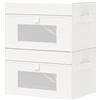 GUOHNHE Scatole Portaoggetti con Finestra Trasparente, Contenitori Pieghevoli con 2 Maniglie, Organizzatori per Armadio, Camera da Letto, Set di 2, Bianco, 33 x 23 x 20 cm, XSNY17WM-2