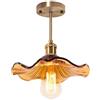 DLGLOLIN Plafoniera in Vetro Vintage Illuminazione Moderna a Fiori Creativo Paralume in Ambra E27 Lampada da Soffitto per Ingresso Corridoio Soggiorno Camera Camera