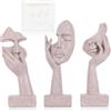 oliruim Set di 3 piccole statue pensatrici, in resina, astratte, per la casa, per arredare la casa, appartamento, libreria, mensola sospesa, tavolino da caffè, scrivania, bancone (3 pezzi, arenaria