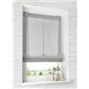 Kutti Brondy - Tenda a pacchetto con occhielli, colore: grigio, semitrasparente, effetto lino, con ganci per appenderla senza foratura, larghezza 80 cm x altezza 140 cm