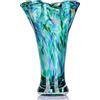 LCCCK vaso in vetro turchese per fiori, soffiato a mano, decorazione verde per la casa, bocca larga, centrotavola per libreria, tavolo da pranzo, ufficio interno, sala riunioni, bagno, piano di lavoro