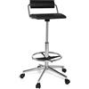 HJH Office 665170 Sgabello da lavoro TOP WORK 28 nero, senza braccioli, robusto, con poggiapiedi, regolabile in altezza, sedia da lavoro, base cromata, ergonomica, facile da pulire