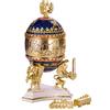 danila-souvenirs Uovo in Stile Fabergé portagioie Ferrovia Transiberiana con Treno 12,5 cm Blu