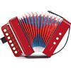 TLGREEN Fisarmonica per Bambini, 10 Tasti Organetto Strumento Musicale con Cinghie, Regalo per Principianti, Fisarmonica Adulti e Bambini dai 3 Anni in Su, Rosso