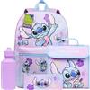Disney Stitch Zainetto Bambina Ragazza Set 4 Pz con Borraccia Bambini Astuccio Scuola Borsa Portapranzo Accessori Scuola