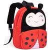 BAIGIO Zaini per bambini animali peluche zaino carino asilo scuola materna zaino per ragazze ragazzi zaino, Coccinella, 24x10x26 CM, Casual