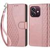 KENHONER Custodia per Oppo A3 / A3X 4G 5G Cover, Oro rosa | Portafoglio in Pelle PU Retro, Antiurto Flip, Slot per Schede, Funzione Stand, Chiusura Magnetica