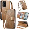 Fertuo Cover per Realme C75 / C71 / Realme 14x 5G, Fiori Custodia a Libro Portafoglio Antiurto in Pelle PU Flip Case Interna Silicone con Porta Carte, Supporto, Chiusura Magnetica e Cinturino, Marrone