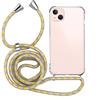 MyGadget Cover per iPhone 14 Plus - Custodia con Corda - Case con Cordino Trasparente Antiurto con Laccio | Tracolla - Practical Stylish - Giallo Viola