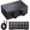 XMSJSIY Commutatore audio stereo bidirezionale L/R RCA a 4 vie, 2 in 4 uscite o 4 in 2 uscite, interruttore audio RCA L/R canale audio splitter audio selettore audio scatola interruttore per DVD