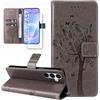 Dcjlbo Cover per Samsung Galaxy A57 5G Custodia in Pelle Portafoglio a Libro con Pellicola Vetro Temperato Porta Carte Motivo Flip Case Antiurto Custodia-Grigio