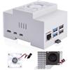 GeeekPi Custodia Raspberry Pi 5, custodia ABS su guida DIN con ventola di raffreddamento attiva per Raspberry Pi 5, scatola modulare per pannelli elettrici