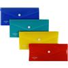 Plastibor Busta con bottone in PP 22,5 x 12,5cm colori assortiti Plastibor (Conf.4)