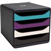 EXACOMPTA Cassettiera riciclata Big Box 4 cassetti in Colori assortiti linea Titane Exaco