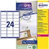 AVERY Etichetta adesiva L7159 bianca 15fg A4 63,5x33,9mm (24et/fg) Avery