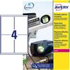 AVERY Poliestere adesivo L4774 bianco 8fg A4 99,1x139mm (4et/fg) laser Avery