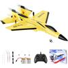 Jradse Aereo RC 2,4 GHz, Aereo Telecomandato con Giroscopio a 3 Assi, Aereo da Combattimento in Schiuma 2 Canali con 2 Batterie e Luci LED, Facile da Pilotare per Principianti Bambini Adulti, Giallo