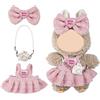 UHETLET 3 Pezzi Vestiti per Bambole da 17 cm Abbigliamento per Bambola Peluche Abiti Rosa per Bambola Vestiti e Accessori per Bambole Dolls con Fiocco Vestito e Fotocamera, Bambola non Inclusa