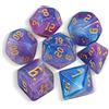 QMAY DND Dice Polyhedral Dice Set - 7 pezzi per Dungeon and Dragons MTG RPG D&D D20, D12, D10, D%, D8, D6, D4 (seta blu e viola)