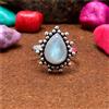 Attraente Pietra Lunare Arcobaleno Gemma 925 Argento Sterling Artigianale Anello