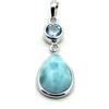 Bello Larimar, Topazio Blu Gemma 925 Argento Sterling Fatto a Mano Ciondolo