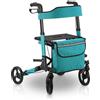 Juskys Rollator Vital grigio - Rollator pieghevole in alluminio, fino a 130 kg. Altezza regolabile con sedile, borsa e supporto per ombrello